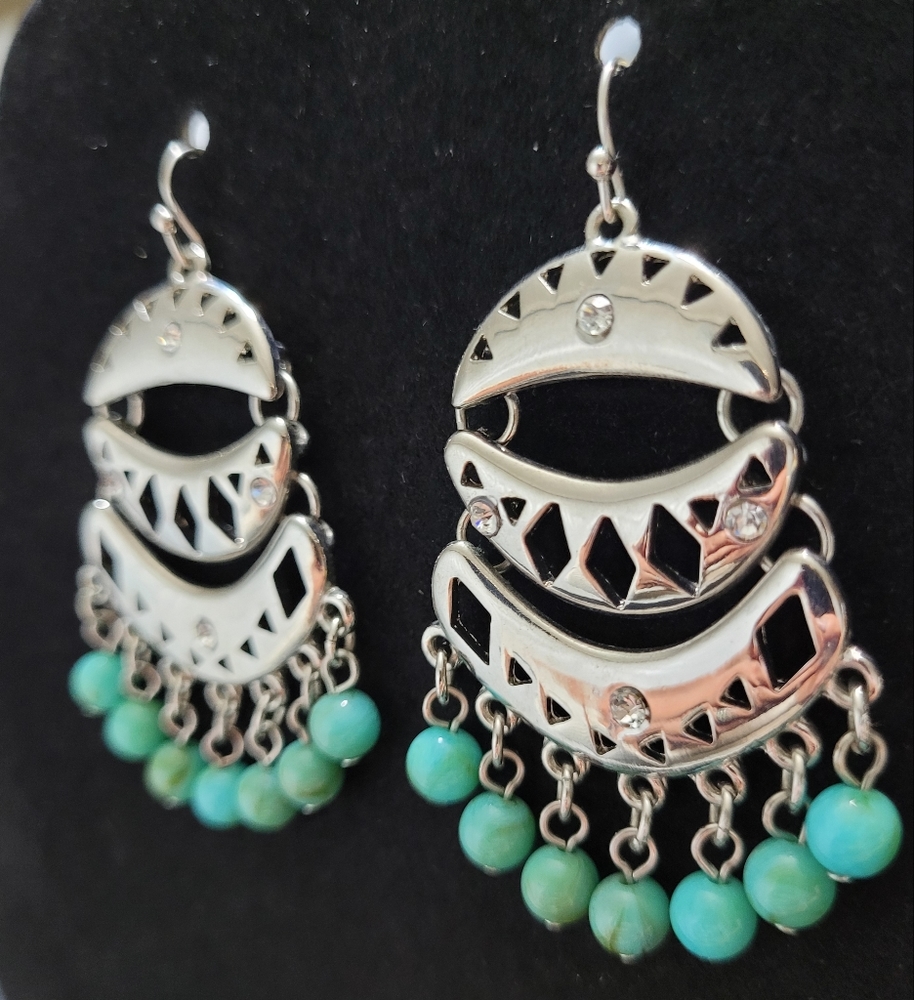 Monroe and Main Faux Turquoise Medallion Earrings